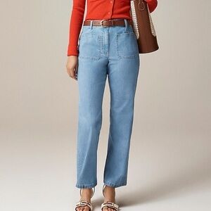 J. Crew High-rise kickout jean with sailor pockets drapey denim Montauk Wash 30P